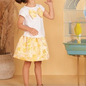 NWOT White and Yellow Jacquard Skirt for Girls Size 2T
